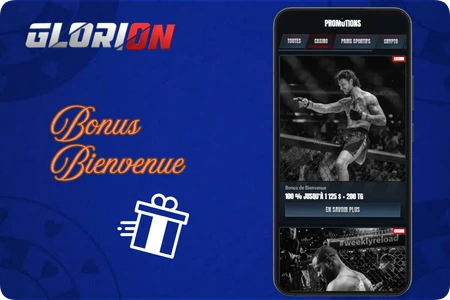 Infographie officielle Glorion Casino du bonus de bienvenue de 500 EUR à 35x

