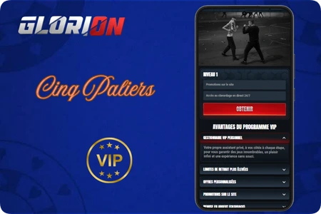Infographie officielle Glorion Casino des cinq niveaux VIP et de leurs seuils de points

